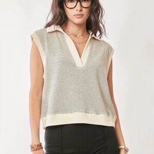 Davi & Dani French Terry Boxy Fit Striped Sweater Vest